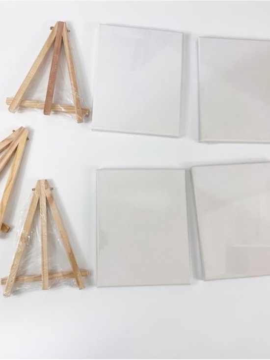 Other - Blank Canvas and Mini Wood Easel Set - Natural Wood